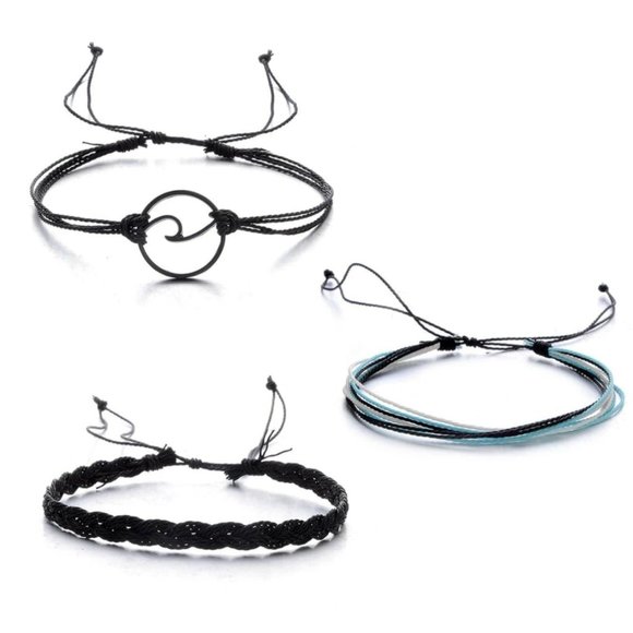 NEW 3pcs Adjustable Friendship Strand Bracelet Set - Picture 5 of 6